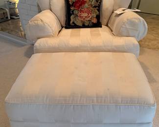 Custom upholstered chair with ottoman-Klingman’s
