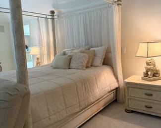 Bed and side table and lamp