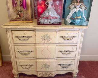Thomasville hand painted chest, Barbie dolls