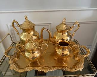 Gold electroplated coffee and tea set