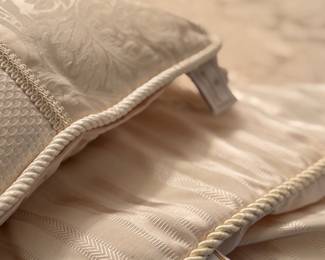 King size comforter set by Waterford comes with kings size bed skirt, comforter, and four shams plus small square