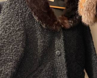 Vintage curly lamb jacket with mink collar