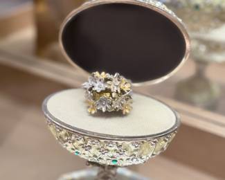 Faux Faberge Egg on stand