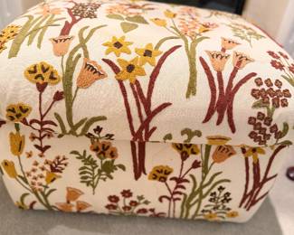 Crewel work floral ottoman
