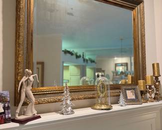 Large Beveled and gilded mantle mirror