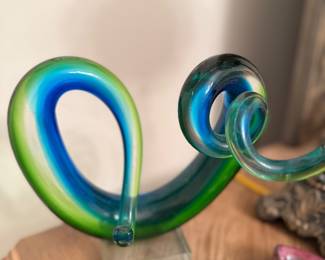 beautiful free form heavy art glass sculpture
