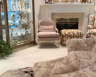 Large glass Curio Cabinets( there are two matching) Overview of living room