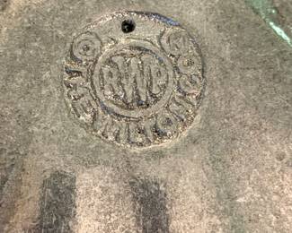 base of large silver tone dish