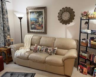 All leather tan sofa