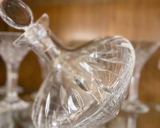 Unusual Crystal decanter that lays o its side