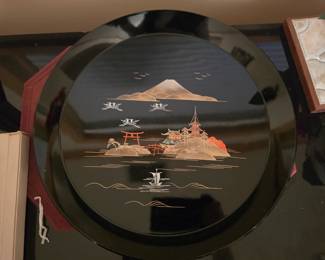 Black Japanese Lacquerware Tray