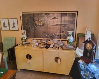 Vintage Baker Furniture Mid-Century Modern Buffet, Vintage Mid 20th Century Reproduction Edo-Period Style 4 Panel Screen
