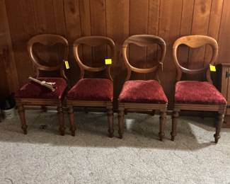 Victorian balloon back chairs with pegs