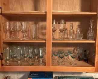 Fostoria blue glassware, etc.