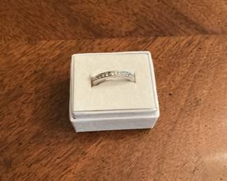 Sterling band with faux diamonds