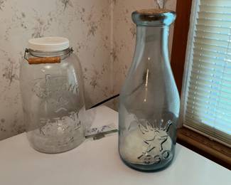 Large Mason jar & large milk bottle