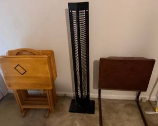 Folding TV tray tables, tower fan and drop leaf side table