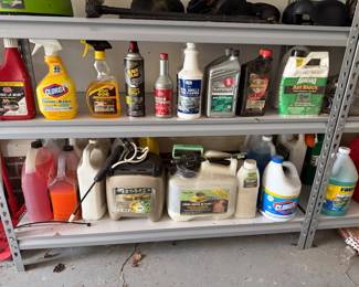 Shelves of lawn chemicals, weed killer and cleaners