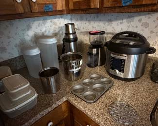 Instant Pot pressure cooker, kitchen canisters and muffin tin