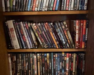 Bookcase filled with DVD movie collection