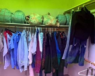 Closet of womens clothing and outerwear