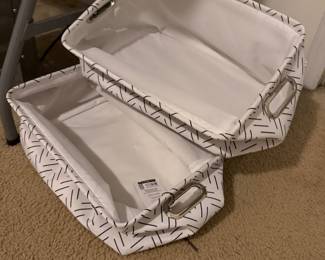 Pair of fabric storage baskets with chevron pattern