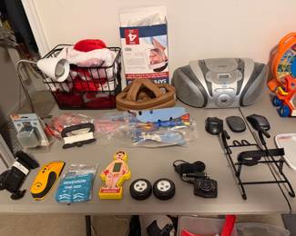 Portable CD boombox with childrens toys and games