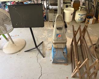 Folding music stand, carpet cleaner and pedestal fans