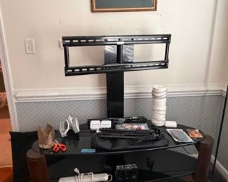 Media console with television wall mount and components