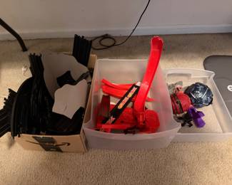 Storage bin with Halloween and seasonal decorations