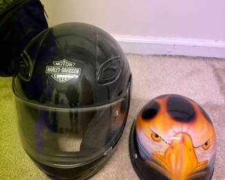Motorcycle helmets including full face and open face