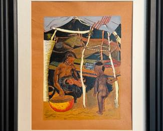 Framed Southwestern art print in black frame