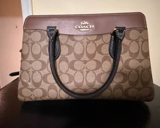 Coach signature canvas handbag with leather trim