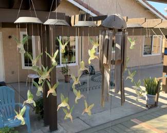 Rustic Solar Hummingbird Wind Chimes Bamboo Wind Chime Garden Patio Decor Lot