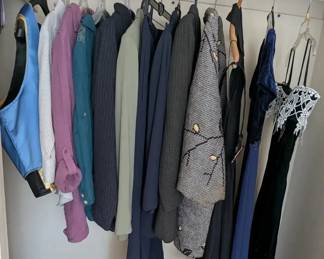 Vintage Womens Evening Wear, Blazers, Heels and Gold Mesh Purse Lot