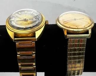 Vintage Timex Electric West Germany and Timex Q Quartz Day Date Mens Watches