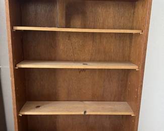 Vintage Solid Wood 4Shelf Bookcase with Divided Storage Compartment