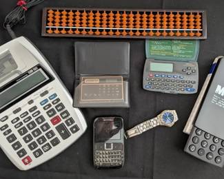 Vintage Electronics Lot Seiko Dictionary, Canon Calculator, Soroban and Watch