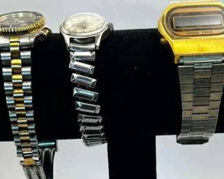 Vintage Watch Lot Compu Chron LCD Chronograph, Armitron Pro AllSport, Delba