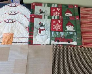 Charming Mixed Lot of Quilted  Woven Cotton Holiday Placemats