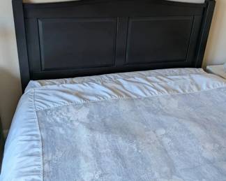 Elegant Black Wood Queen Bed Frame with Mattress and Box Spring