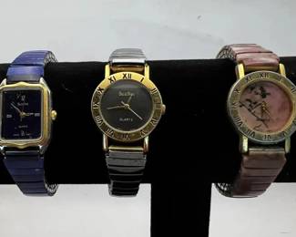 Vintage SelecTime Quartz Womens Watch Lot Lapis Hematite Rhodochrosite Bands