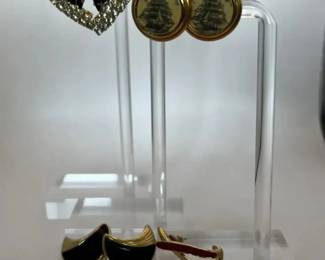 Vintage Trifari Enamel Earrings Lot Barlow Ship Rhinestone Teardrop Hoop Pairs