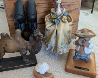 Collectible Folk Art Figurine Lot with Signed Rudy Padilla Pottery Piece