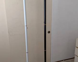 Elegant Postmodern Torchiere Floor Lamp Pair, Black and White with Glass Tops