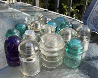 Colorful Purple Standard Hemingray Patented 1893 Glass Insulators Lot Aqua Clear