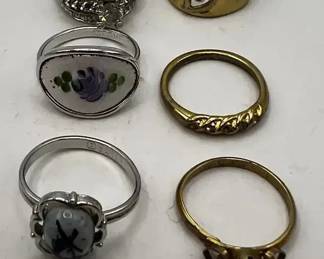Retro Costume Rings Assortment Avon Heart Birthstone Floral Enamel Rhinestone