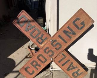 Rustic Metal Railroad Crossing X Sign Crossbuck with Raised Lettering