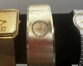 Retro Watch Lot Jostens Swiss Quartz Gold Filled Mesh Rivo Cuff Seiko Ladies