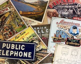 Colorful Train  Tractor Metal Sign Lot American Flyer Lionel Farmall UP Prints